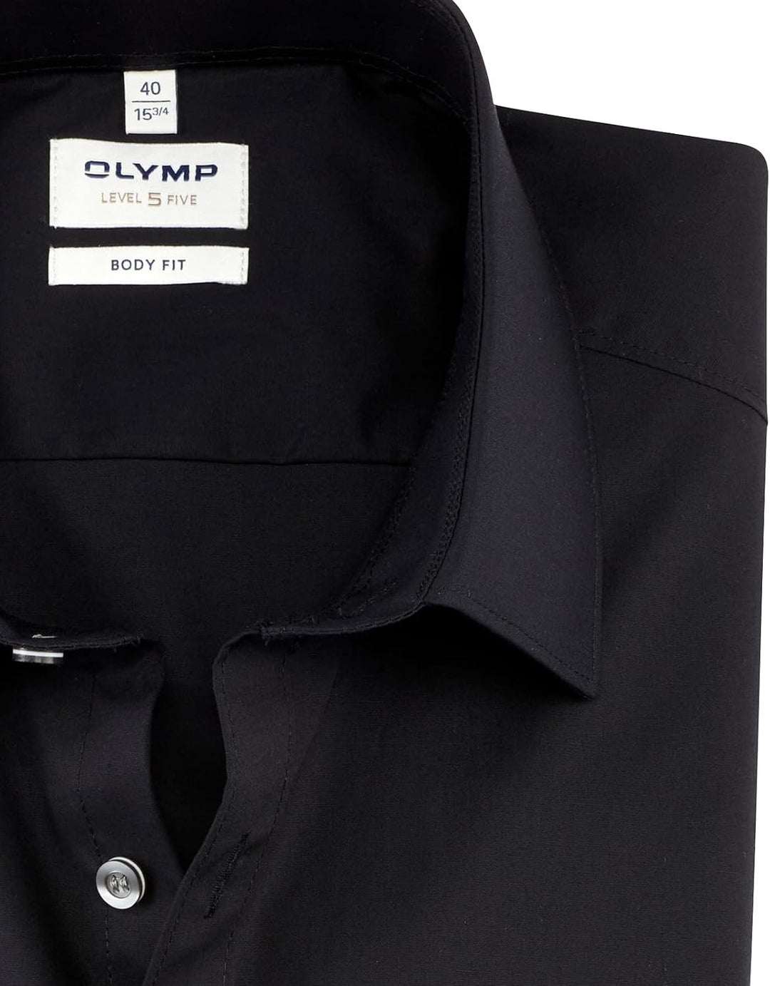 OLYMP Herren Oberhemd Langarm Level.Five.Body.fit,Twill,Body fit,Haifisch-Kragen S Schwarz 68, S Sch