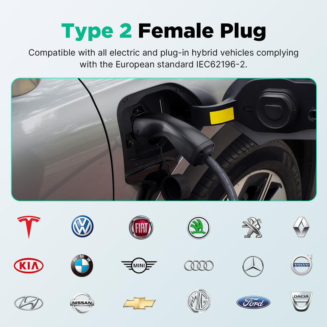 EV Ladegerät Wandhalterung mit 7kW Typ 2, 32A Einphasiges Heim Ladestation Wallbox, 6m Ladekabel und
