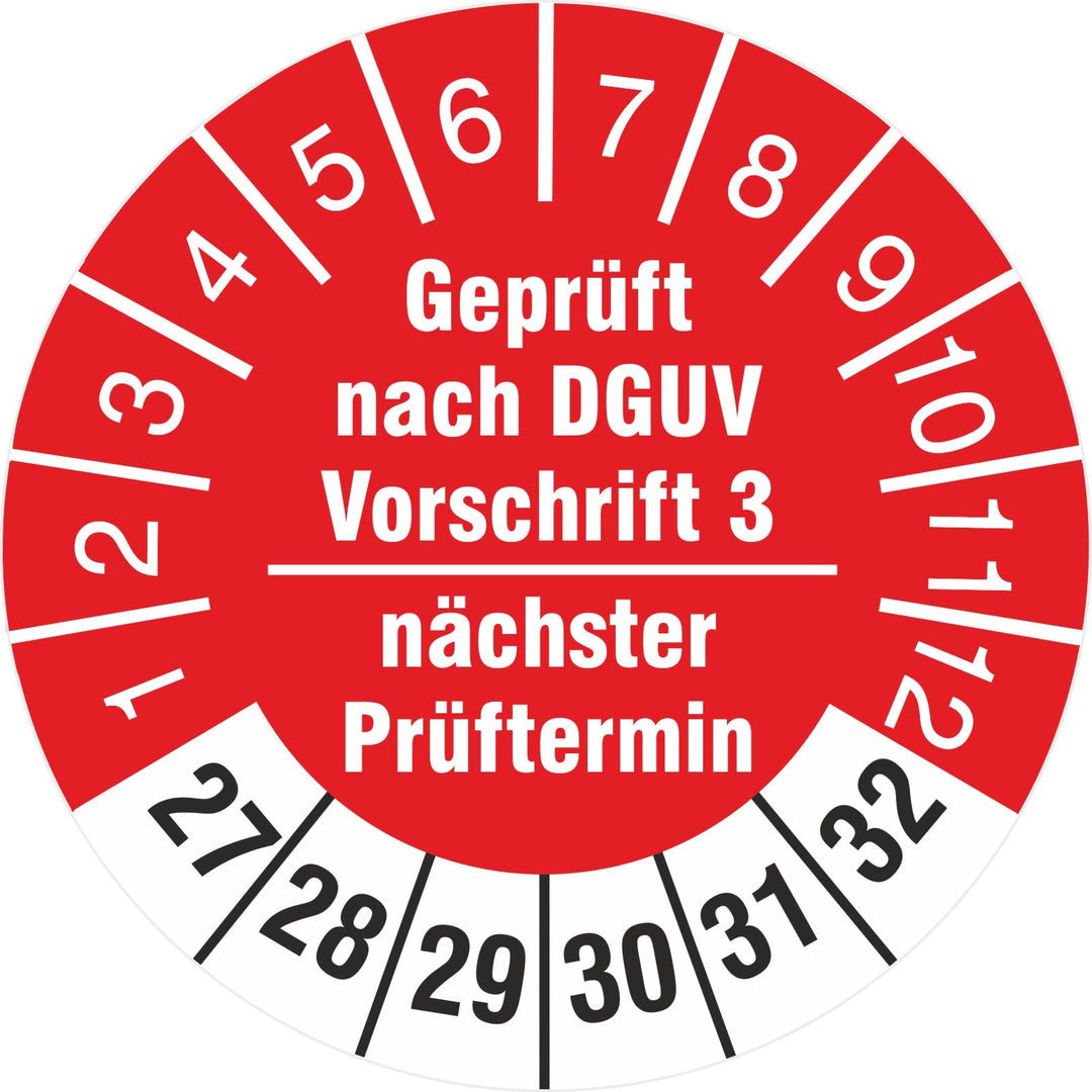 2500 Stück Prüfplaketten 30 mm geprüft nach DGUV Vorschrift 3 nächster Prüftermin 2023-2028 Prüfetik