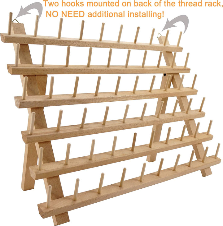 New brothread 4x60 Spulen Holz Fadenhalter/Garnhalter/Fadenspulen Organizer mit Haken zum Aufhängen
