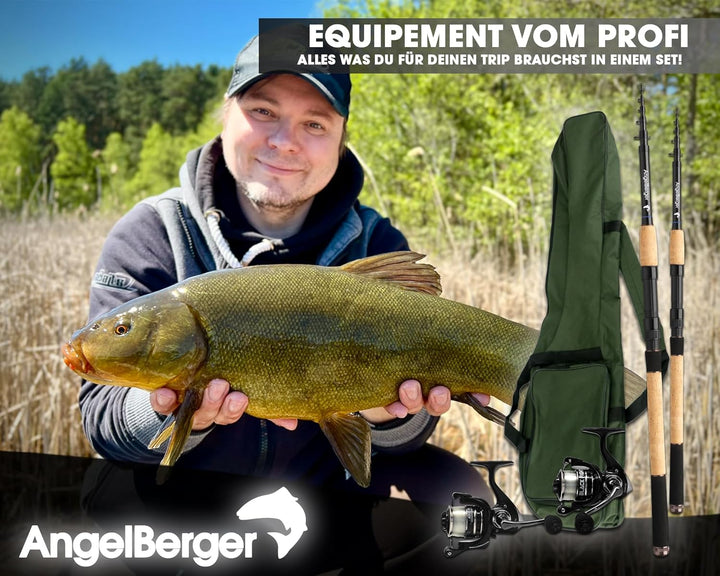 Angel-Berger Angelset Komplettset 2 Teleskopruten Rollen Rutentasche