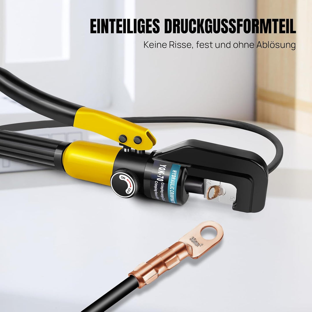 Hydraulische Crimpzange 4-70 mm², Crimpzange Hydraulische Presszange mit 9 Sätzen für Kupfer-Alumini