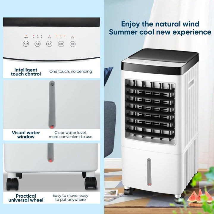 4-in-1 Mobile Klimaanlage ohne Abluftschlauch, Luftbefeuchter & Luftreiniger,Luftkühler mobil mit 10