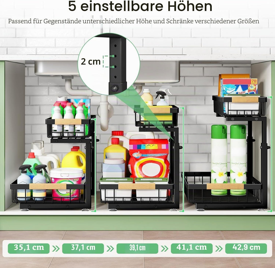 Kitstorack Metall Spülschrank Organizer, 1 Stück Unter Waschbecken Regal Organizer, 2-stufig Herausg