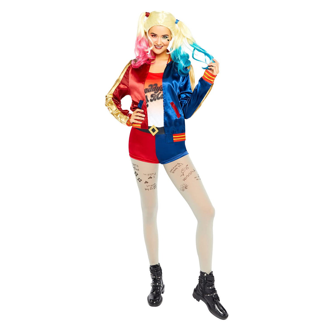 Amscan - Erwachsenenkostüm Harley Quinn aus Suicide Squad, Jacke mit angenähtem Top, Hose, Gürtel, S