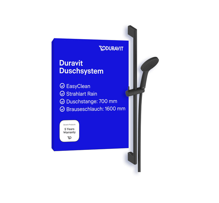 Duravit Universal Duschsystem, Duschset mit Strahlart Rain, Duschstange (700 mm) mit höhenverstellba