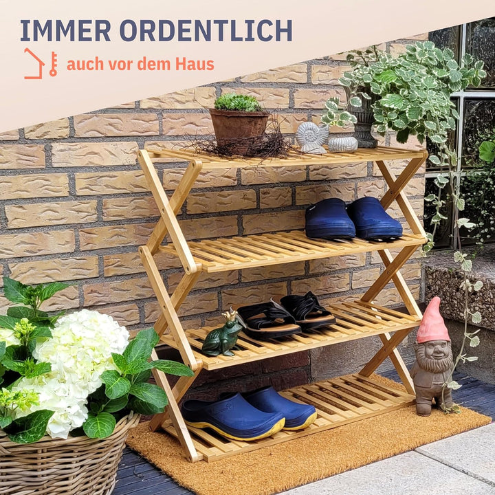 Felino® Schuhregal Schuhablage Organizer aus Bambus Holz offen | 70cm lang | Schuhorganizer offenes