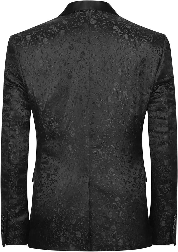 Allthemen Herren Jacquard Smoking Anzug Slim Fit 2 Teilig Anzüge für Hochzeit Party Abschluss S Schw
