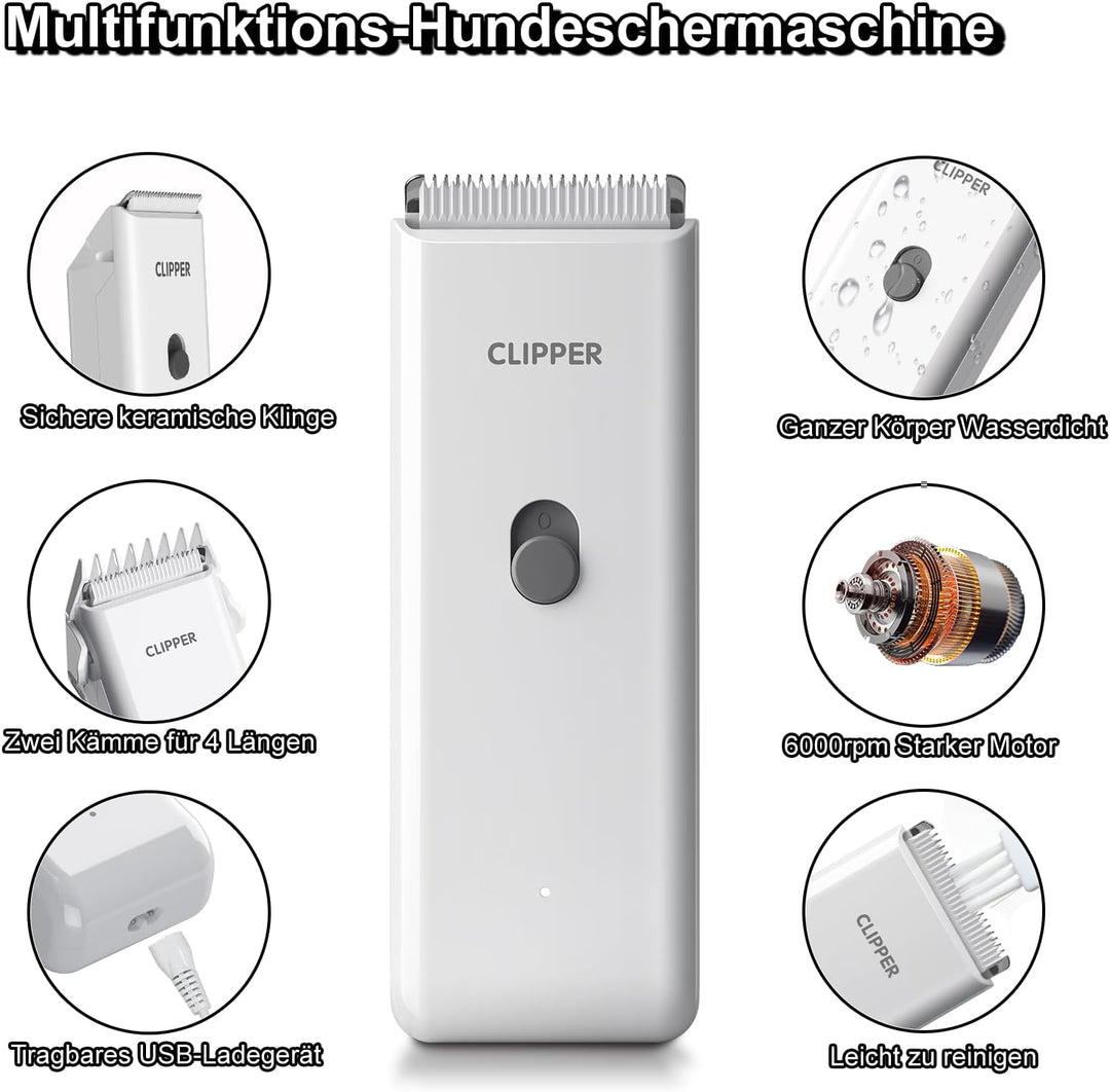 ENSSU Hundeschermaschine, kabelloses, wiederaufladbares Hundepflege-Set Katzenhaarschneidemaschine f