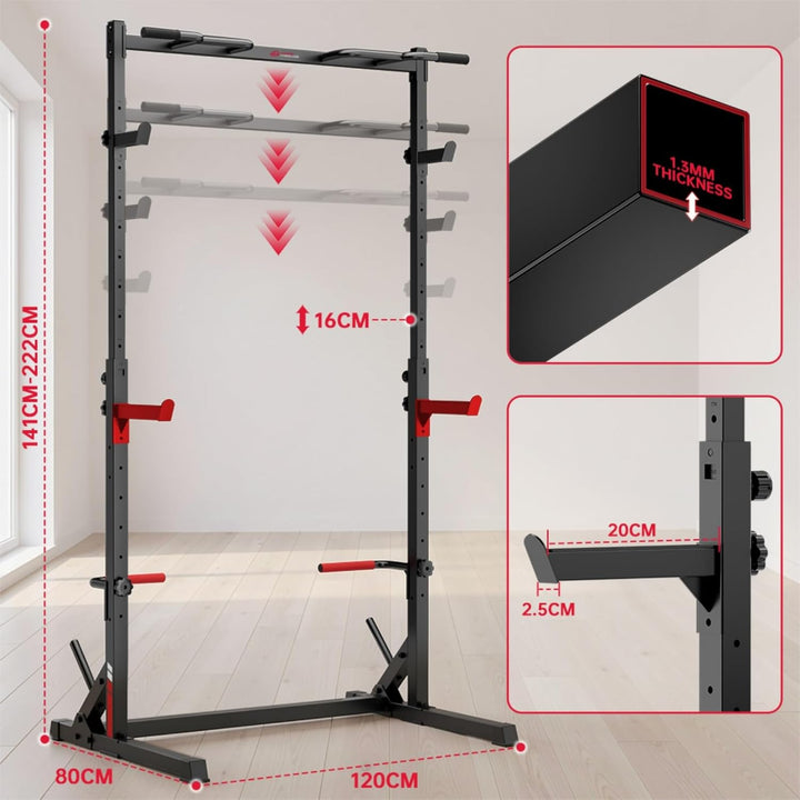 Multifunktionales Kniebeugen-Rack mit Klimmzugstange, voll verstellbare Kraftstation, 300 kg Tragkra