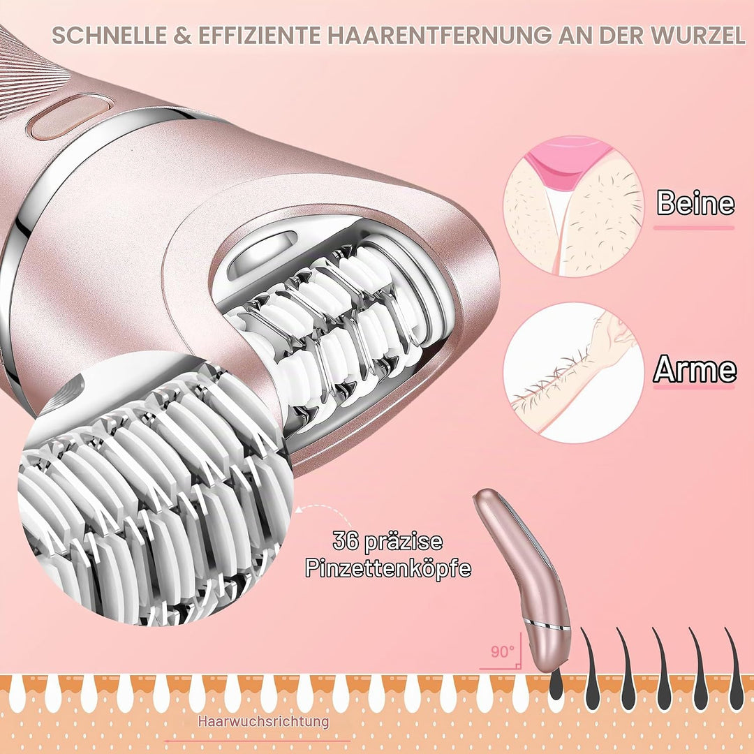 Hatteker Elektrischer Rasierer 3-in-1 Geeignet für Gesicht Kinn Arme Beine Achseln Tragbare Schmerzl