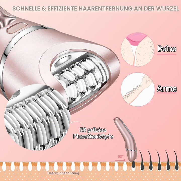 Hatteker Elektrischer Rasierer 3-in-1 Geeignet für Gesicht Kinn Arme Beine Achseln Tragbare Schmerzl