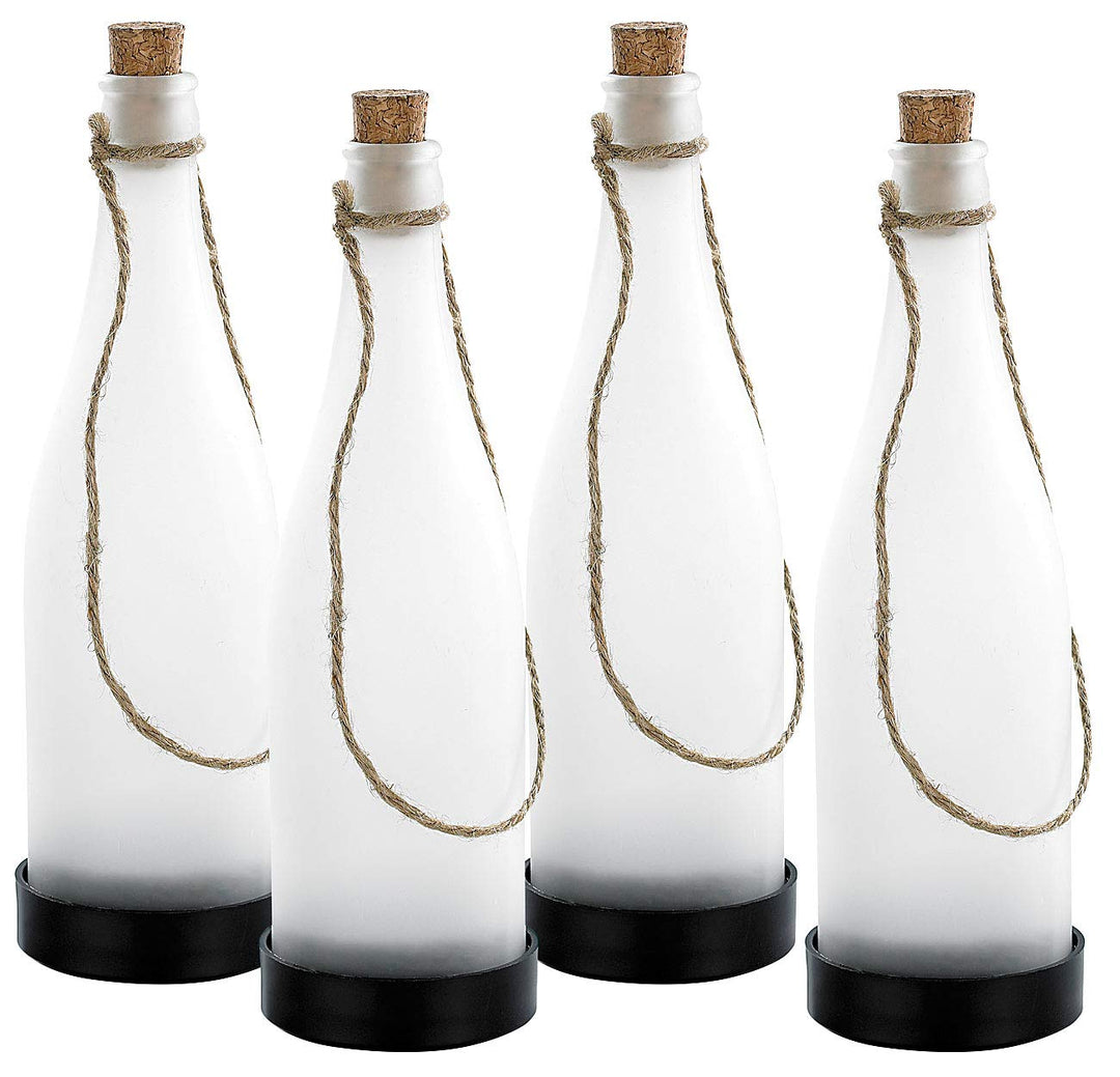 Lunartec Solarflaschen: Solar-LED-Lampe Flaschenpost, weiss, 4er-Set (Solar Flasche, Solarlampe Flas