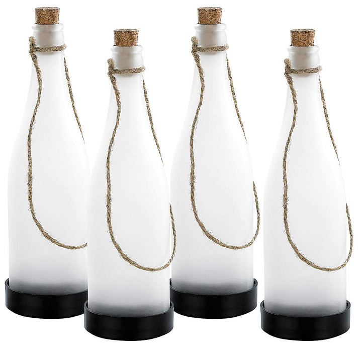 Lunartec Solarflaschen: Solar-LED-Lampe Flaschenpost, weiss, 4er-Set (Solar Flasche, Solarlampe Flas