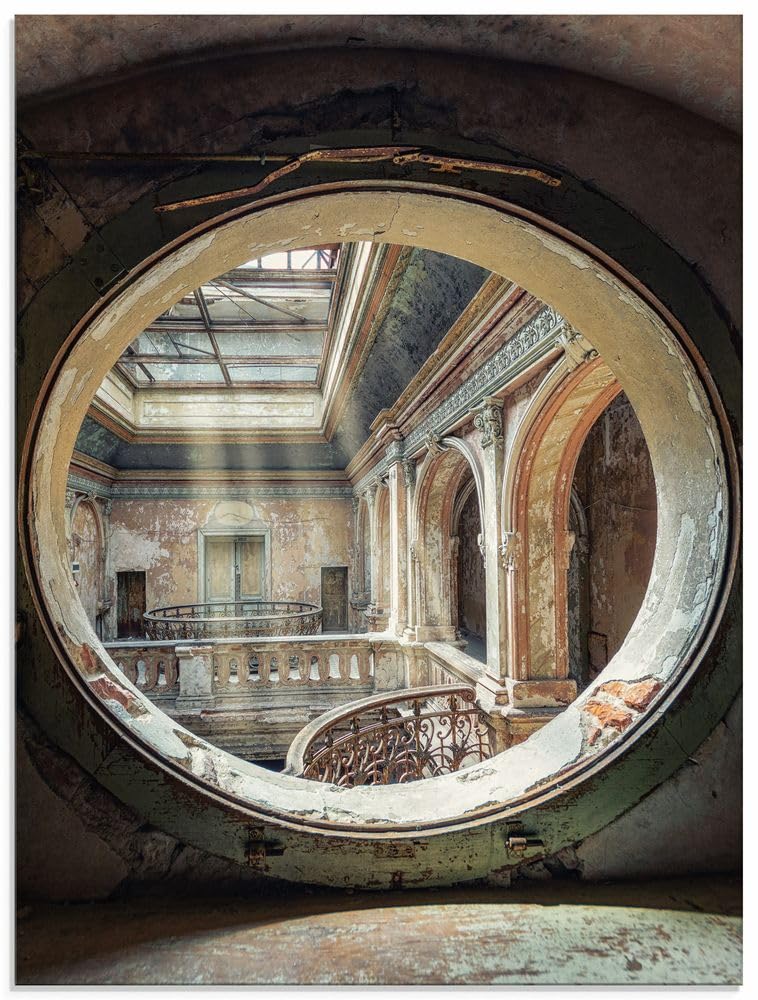 ARTland Glasbilder Wandbild Glas Bild einteilig 45x60 cm Hochformat Architektur Ruinen Treppe Bullau