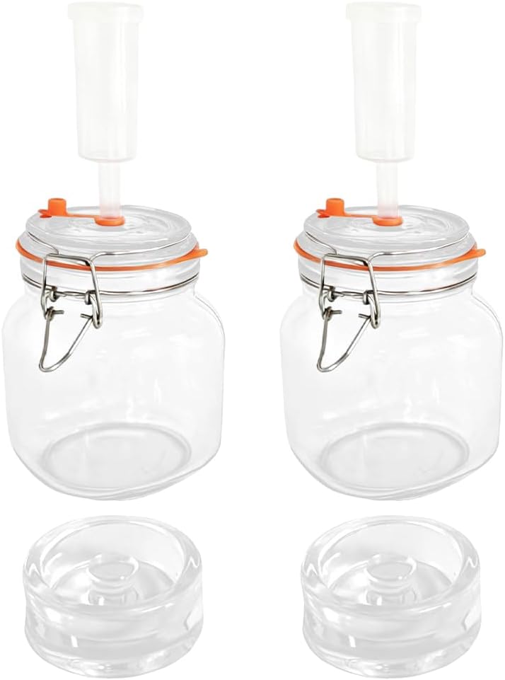 NAVESO 1L Fermentierglas Set, Fermentationsglas mit Gewicht, Gärglas mit Luftschleuse, Fermentierglä