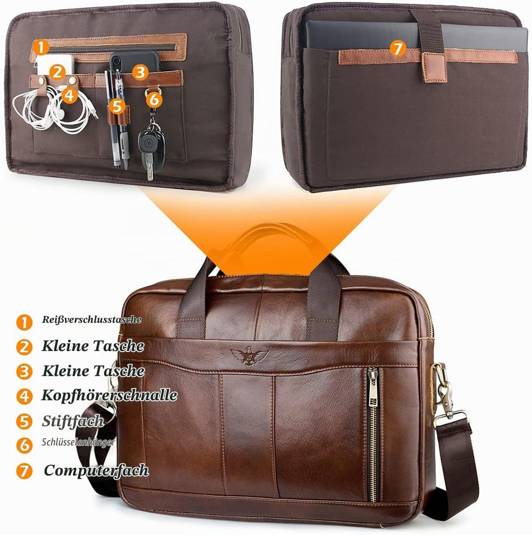 BAGZY Laptoptasche 15.6 Zoll Aktentasche Herren Umhängetasche Geschenk für Männer Handtasche für Mä