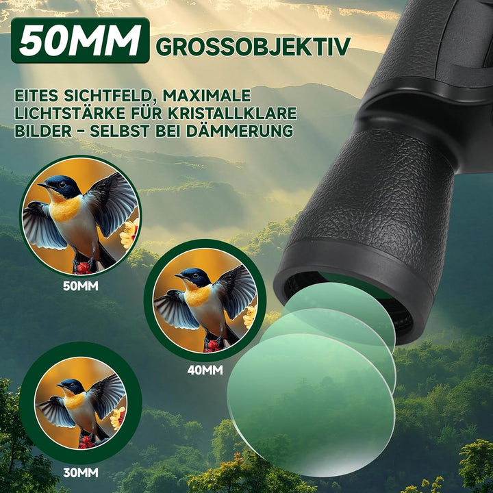 BOSTRON Kompaktes Fernglas 7x50 für Erwachsene, Stossfest HD Ferngläser mit PORRO-Prism,Profi Feldst