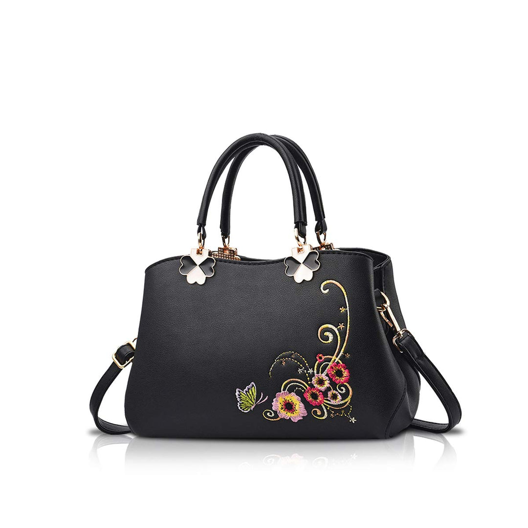 NICOLE&DORIS Handtaschen Damen Mode Schultertasche Geldbörse Retro Umhängetasche Frau Tote Stickerei