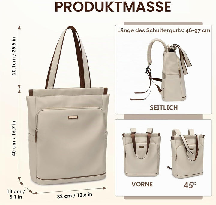 GOLF SUPAGS Convertible Laptop-Rucksack für Frauen Casual Daypack Notebook Tote Bag für Arbeit Hochs