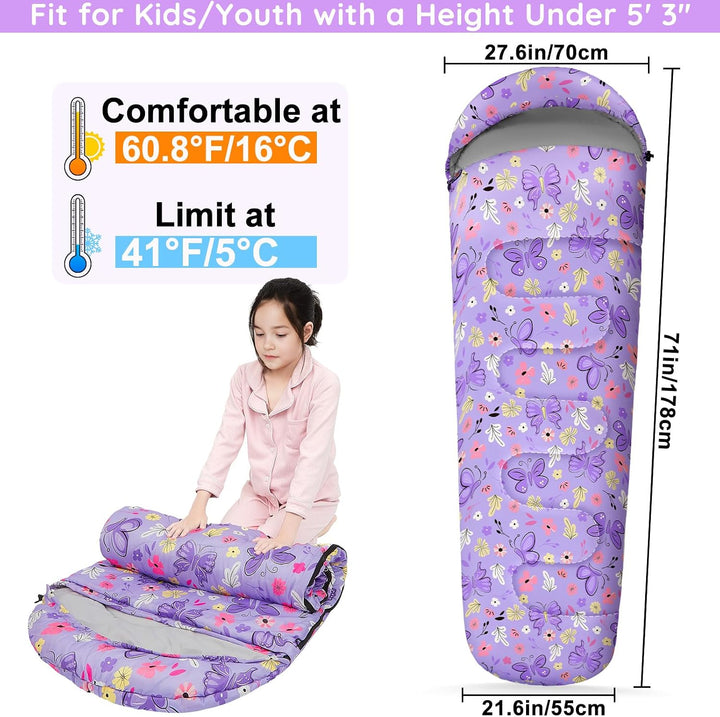 MHJY Shlafsack Camping für Jungen und Mädchen, Schlafsack Kinder ideal für Outdoor Camping Wandern B