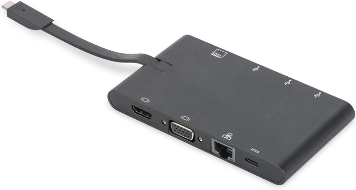 DIGITUS USB-C Travel Docking Station – 9 Ports – 1x HDMI, 1x VGA (4K@30Hz) – 2x USB 3.0 / USB 2.0, 2