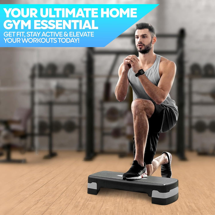 TechFit Aerobic Stepper, höhenverstellbar, rutschfeste Oberfläche, belastbar bis 120 kg, aus leichte
