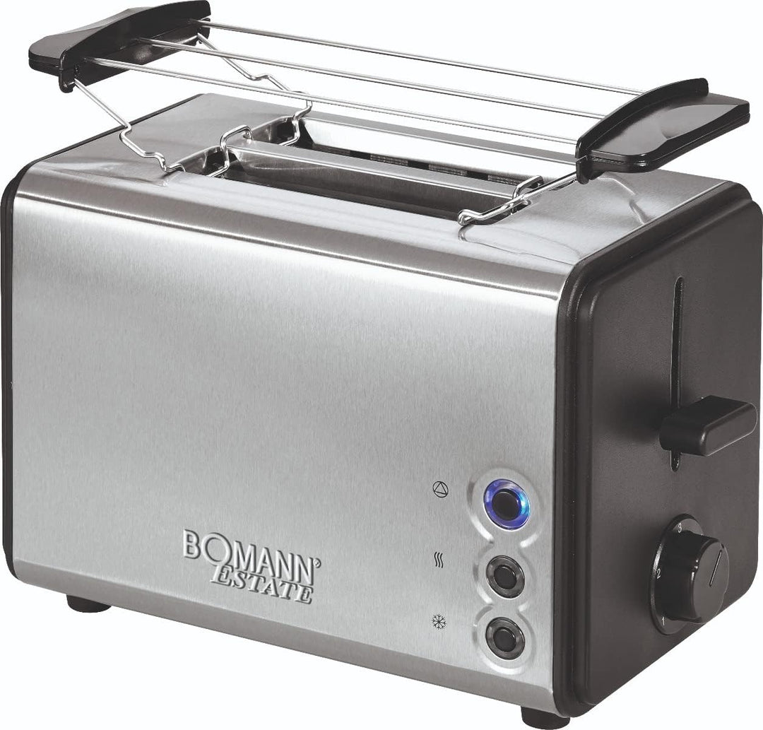 Bomann TA 1371 CB — 2 Scheiben-Toaster, Brötchenaufsatz abnehmbar, Edelstahlgehäuse, 750-850 Watt