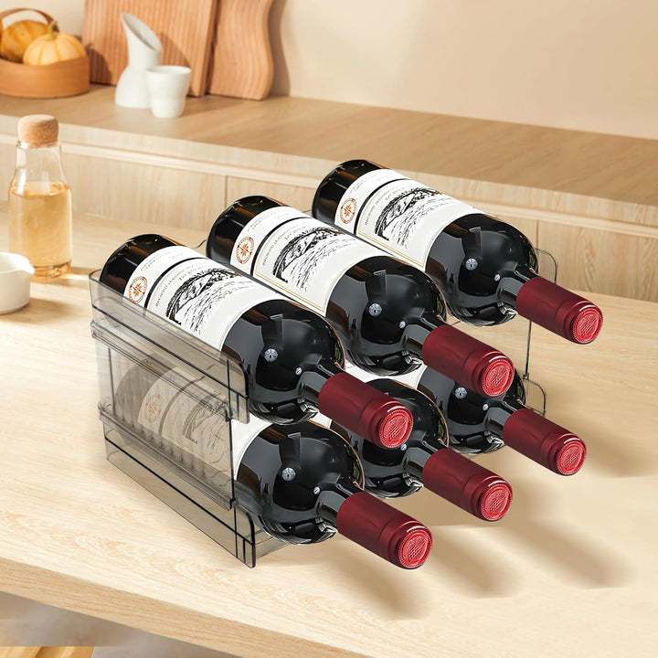 Flaschenregal Stapelbarer, Weinflaschenhalter Kunststoff, Weinregal Hält bis zu 6 Flaschen, Flaschen