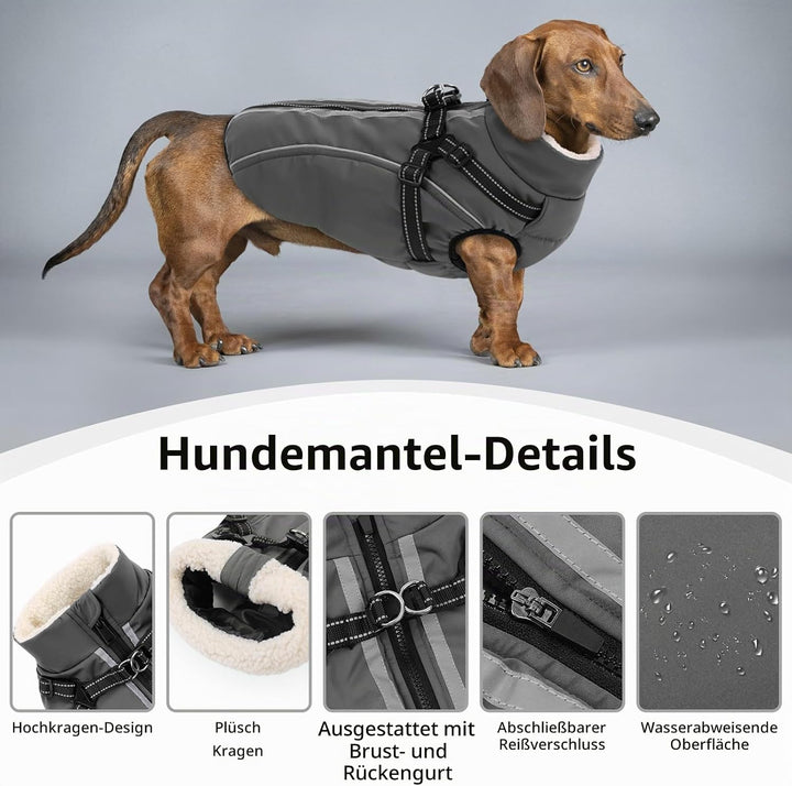 Hundemantel Hundejacke Warm Wintermantel mit Reissverschluss Winddichte &amp; Winddichte mit Reflektorst