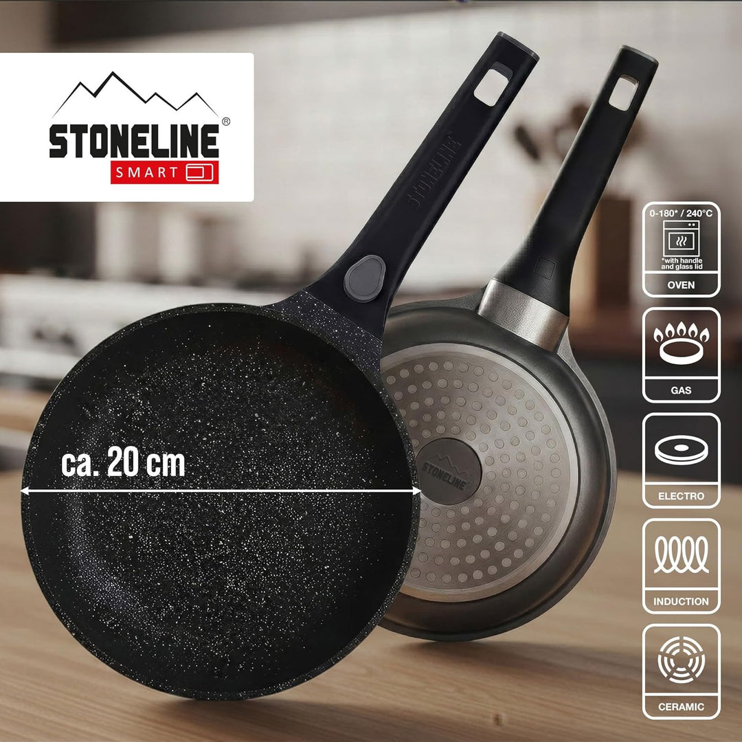 STONELINE SMART Bratpfanne 20 cm, kleine Pfanne Aluguss, Abnehmbarem Griff, Pfanne Induktion, Alle H