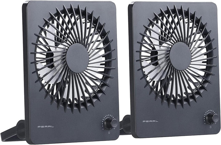 PEARL Reiseventilator: 2er-Set Kompakter Akku-Tisch- & Wandventilator, stufenlos einstellbar (Ventil