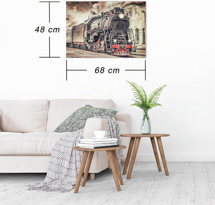 Ulmer Puzzleschmiede - Puzzle „Railroad“– Klassisches 1000 Teile Puzzle – Eisenbahn-Motiv Einer hist