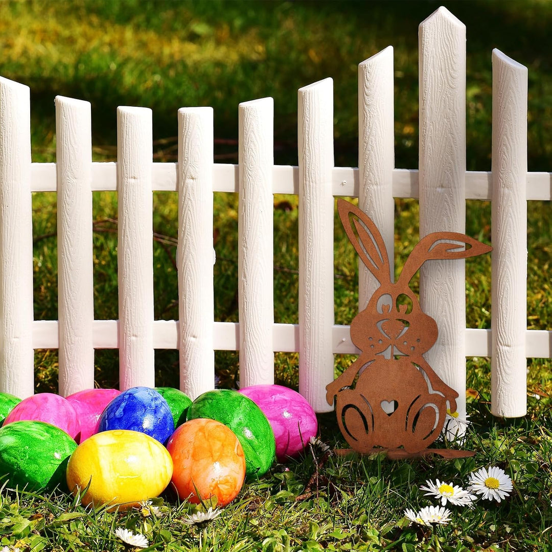 Osterhasen Figuren Gross, 30 x 20 cm Rost Gartenstecker Osterdeko Outdoor, Frühling Rost Metall Hase
