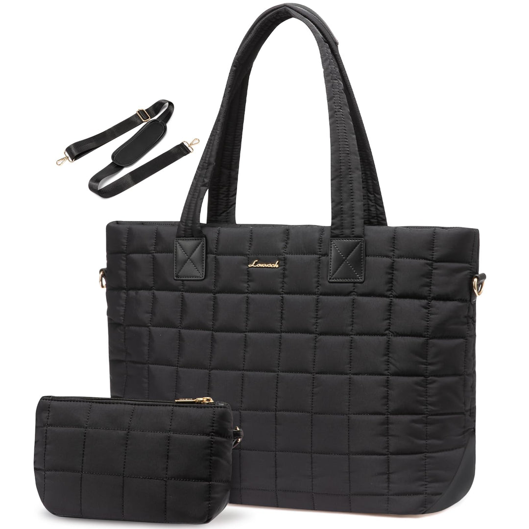 LOVEVOOK Laptoptasche Damen 15,6 Zoll，Laptop Handtasche Arbeitstasche Gross，Puffer Shopper Tasche Sc