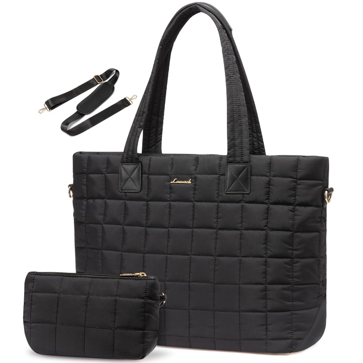 LOVEVOOK Laptoptasche Damen 15,6 Zoll，Laptop Handtasche Arbeitstasche Gross，Puffer Shopper Tasche Sc