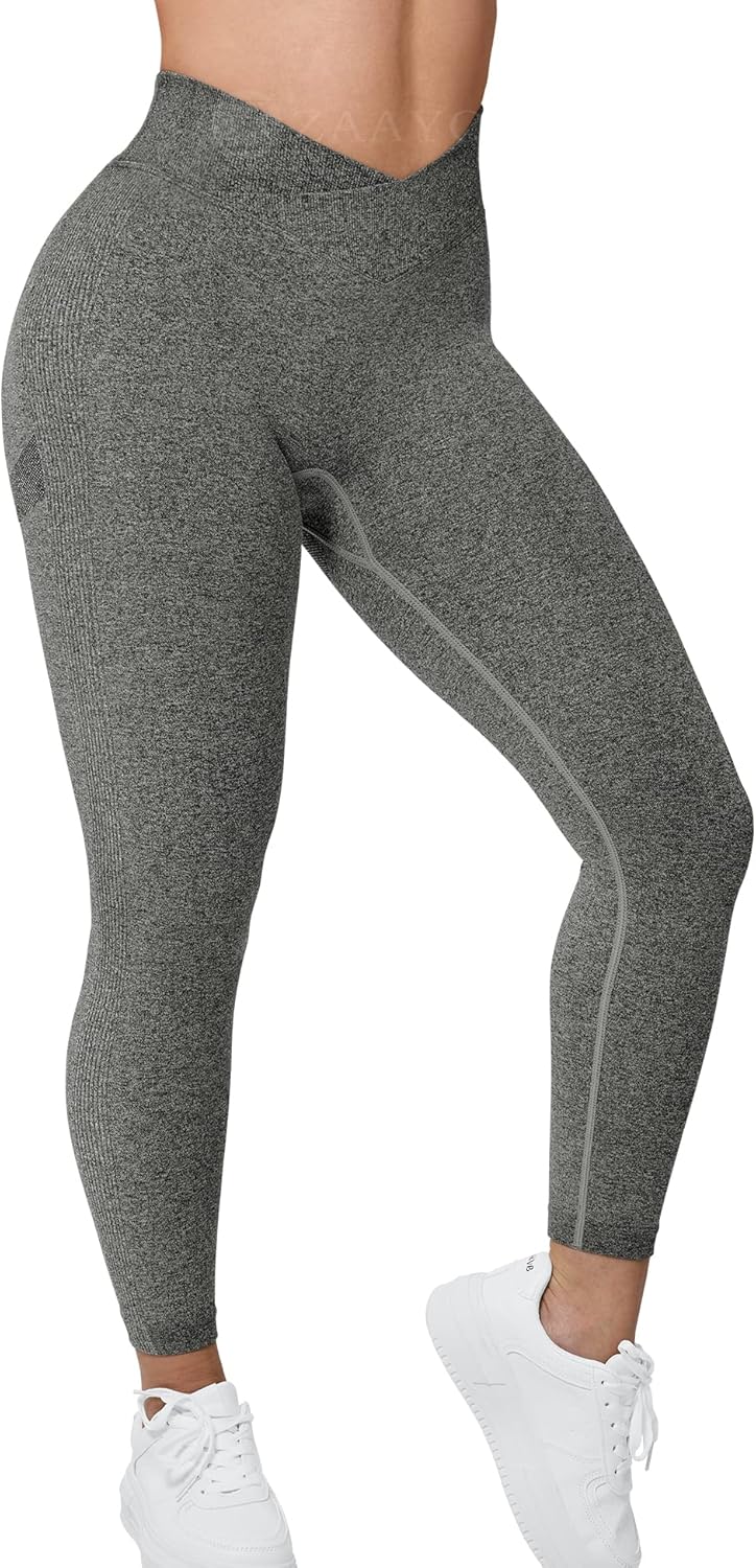 ZAAYO Damen Sport Leggings V-Taille Tie Dye Scrunch Butt Booty Slim Fit Seamless Fitness Gym Pants W