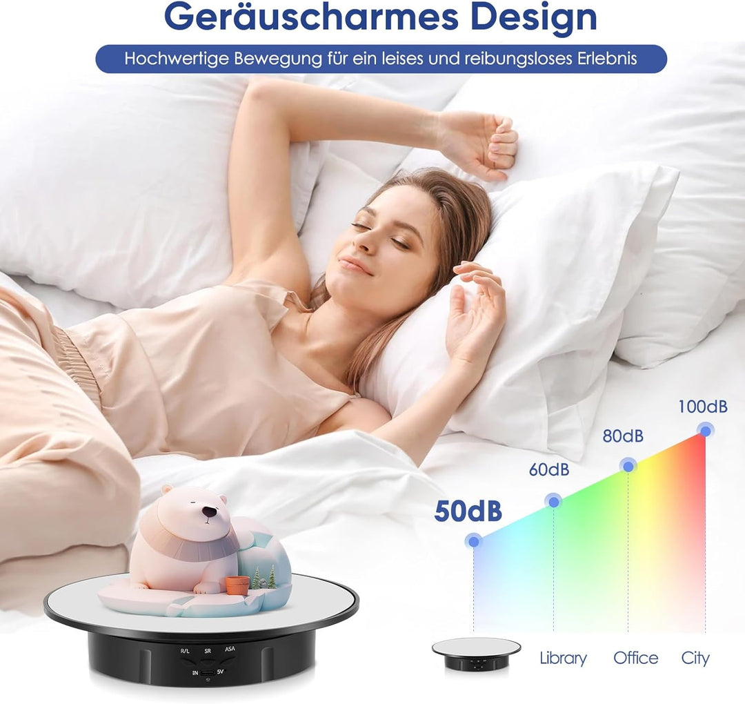 Elektrischer Drehteller Elektrisch, Drehscheibe 20cm mit 5 Hintergründen für Produktfotografie & Liv
