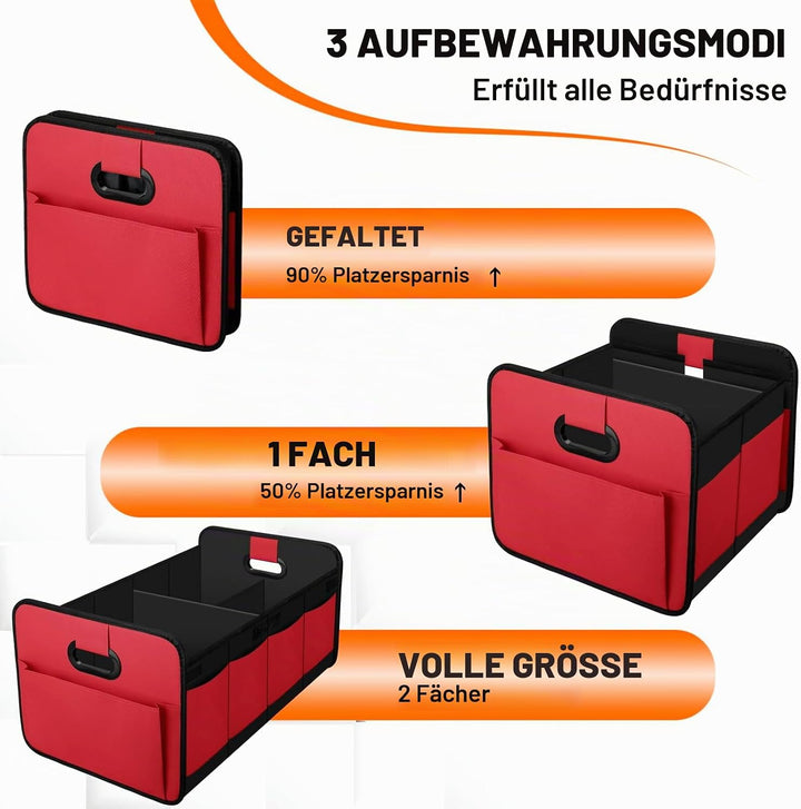 Kofferraum Organizer Auto, Faltbare Kofferraumtasche mit Fächern & Tragegriff,Geräumige Aufbewahrung