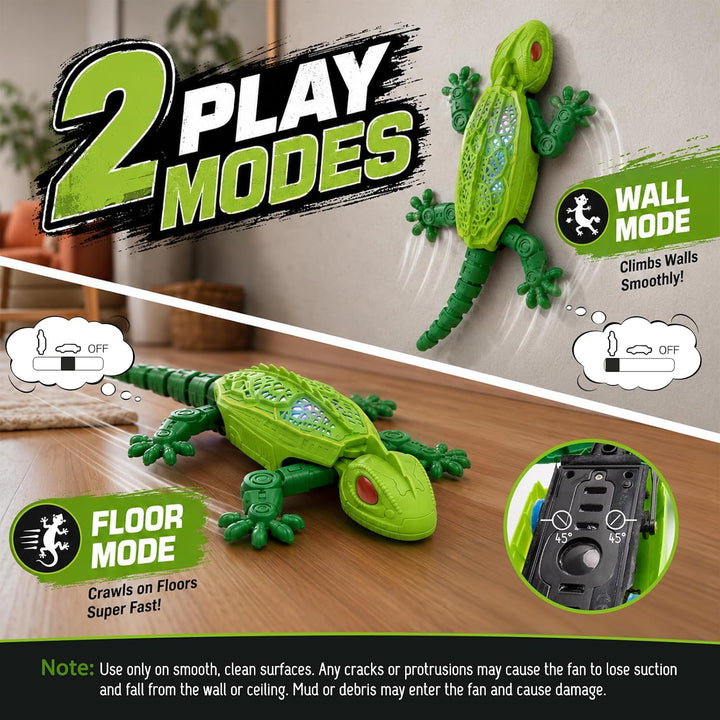 Gecko Wandflitzer, Ferngesteuerte Eidechse Wand Klettern, mit Leuchtenden LED-Augen, 360° Drehbar, K