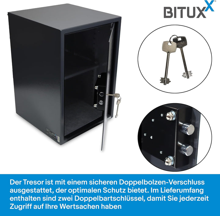 BITUXX Tresor Möbeltresor Safe Aktentresor Sicherheitstresor Abschliessbar mit Schlüssel für Büro un
