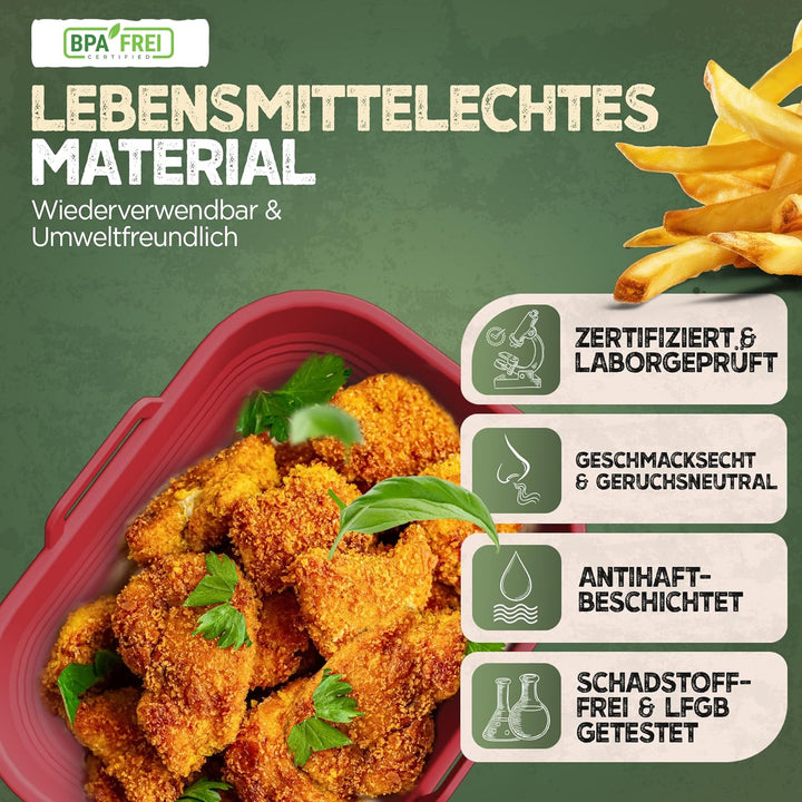 2x Set Silikonform Faltbar für Airfryer, Heissluftfritteuse, BPA-FREI | Zubehör Ninja Foodi Max Dual