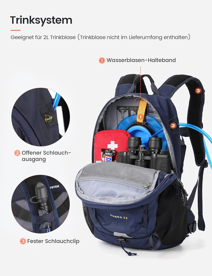 SKYSPER 22L Wanderrucksack Herren Damen Leichter Trekkingrucksack mit Belüftungsrücken Diebstahlsich