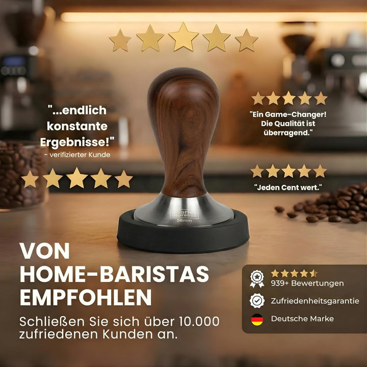 scarlet espresso | Tamper »Classic«, stilvoller Espresso-Stempel mit ergonomischem Griff aus Edelhol