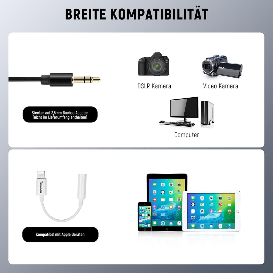 Neewer Lavalier-Ansteckmikrofon, kompatibel mit Rode Wireless GO II Wireless Pro DJI Wireless Mikrof