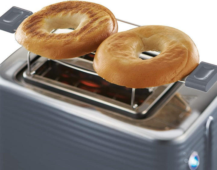 Russell Hobbs Toaster [für 2 Scheiben] Inspire Grau mit hochwertiger Hochglanz-Struktur (extra breit