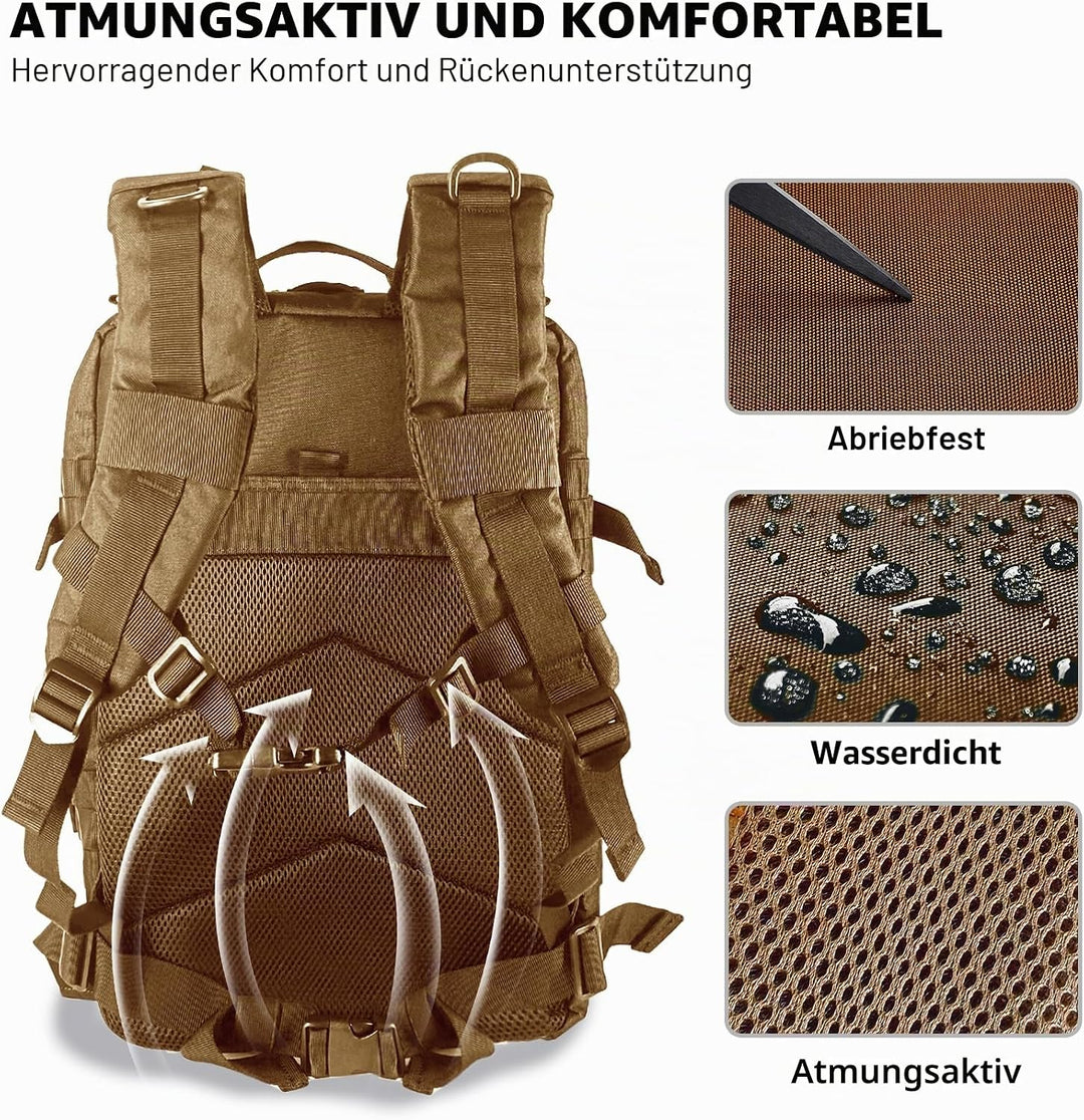 45L Militär Taktische Rucksack,Grosse Kapazität 3 Tage Armee Assault Pack Bag Go Bag Rucksack für Wa