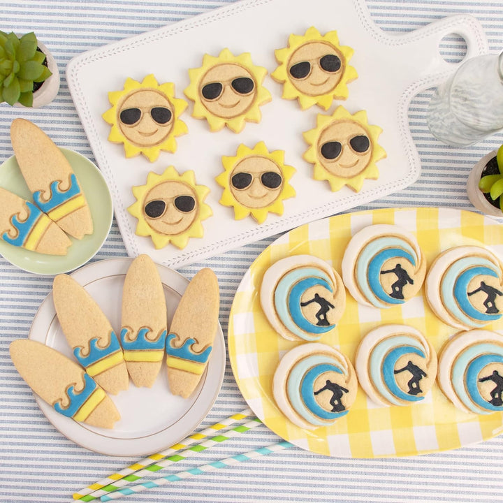 3er Set Surfen Ausstechformen (Formen: Surfer, Surfbrett und Sonnenschein), 3 Teile, Bakerlogy