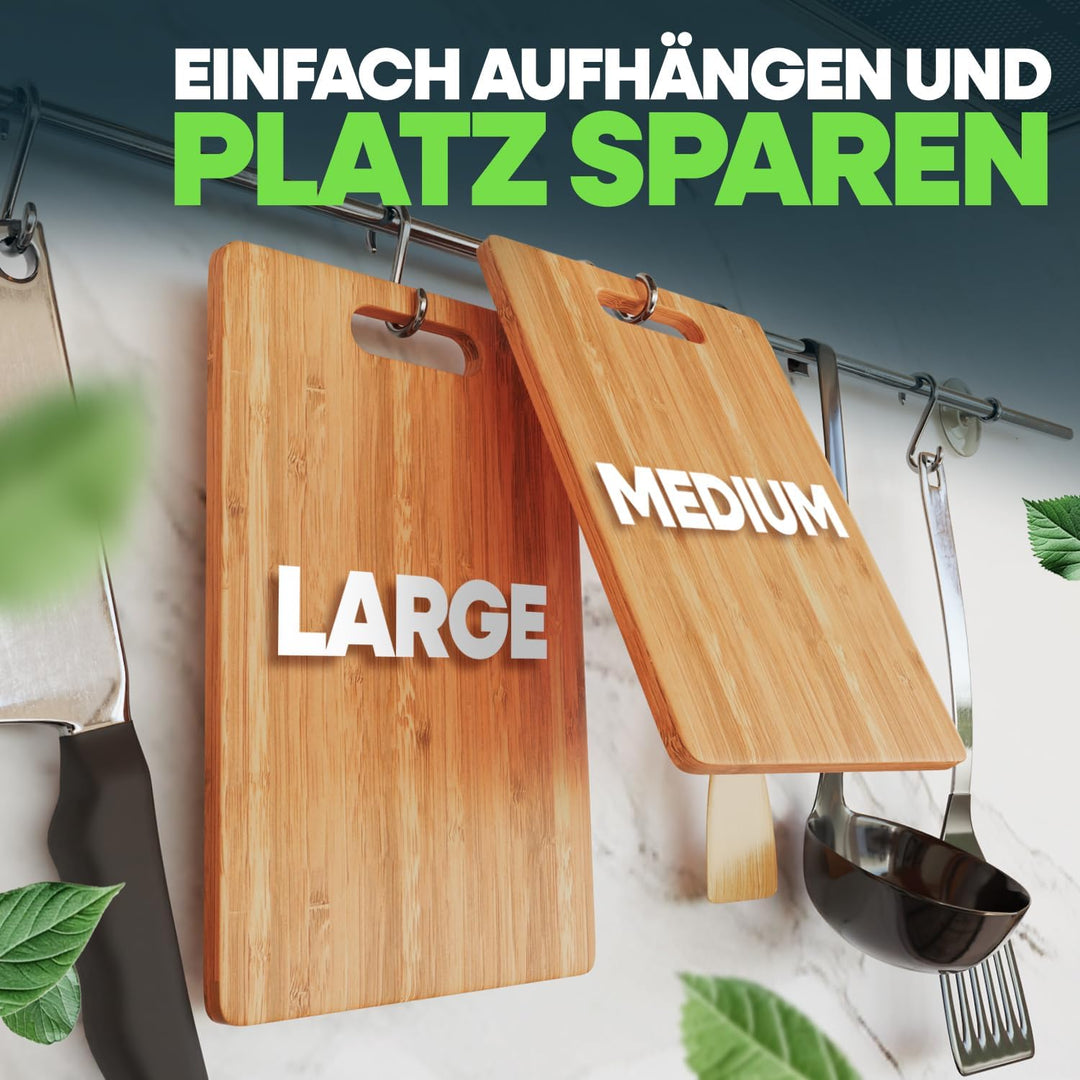 Loco Bird Schneidebrett 3er Set - 33x22cm - 28x22cm - 15x22cm - Schneidebretter aus Bambus für die K