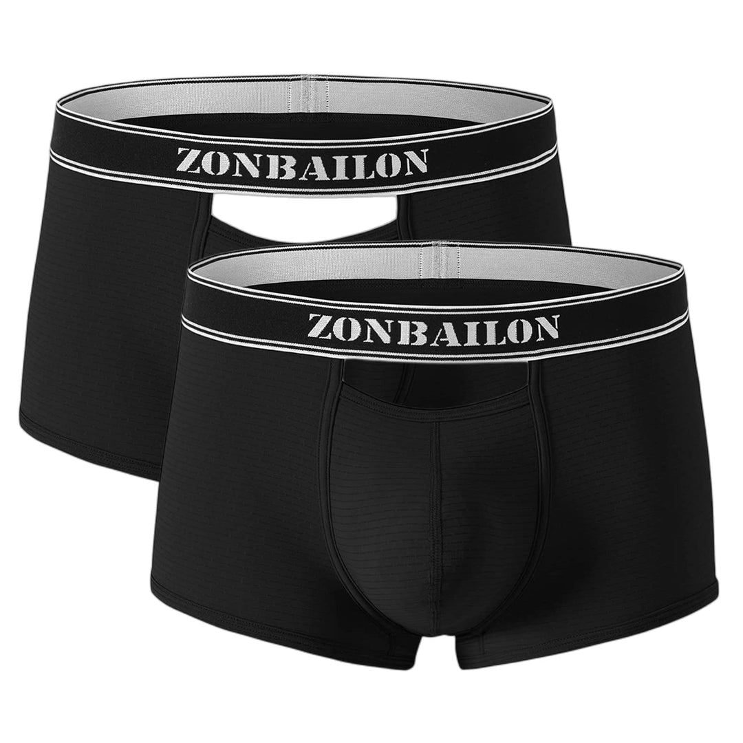 BIATWOWR Herren Boxershorts mit atmungsaktivem Stoff Micro-Mesh erhöhtem Front und Rückenöffnung ohn